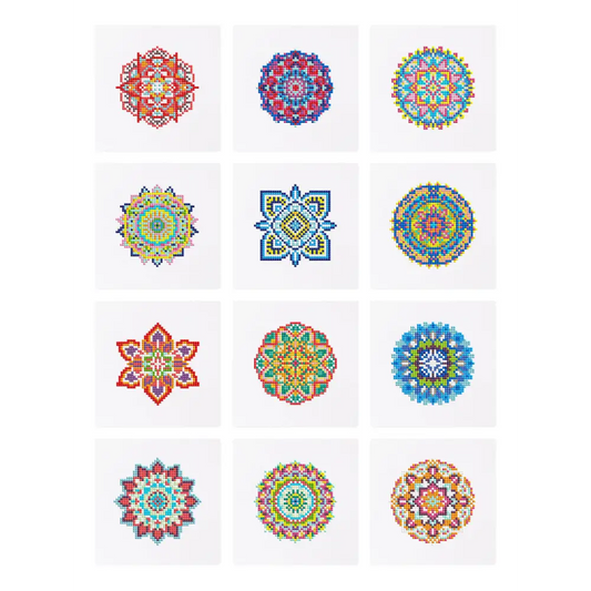 Set of 12 Mandala A - Mini Diamond Painting Kits - Mini Painting