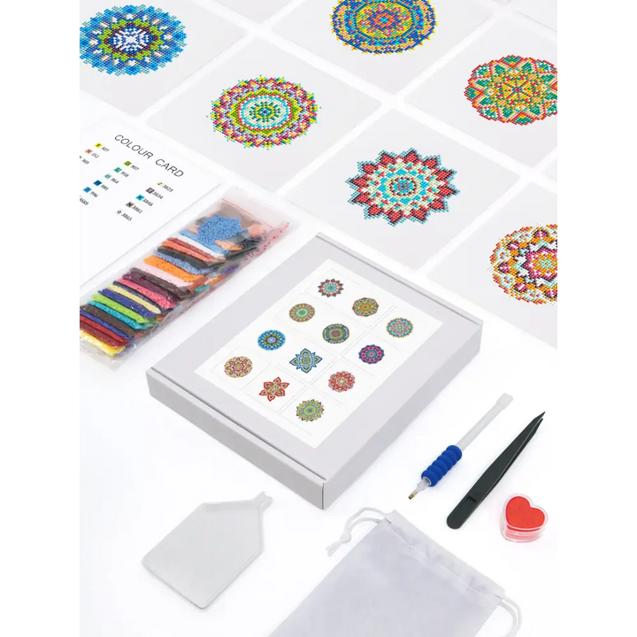 Set of 12 Mandala A - Mini Diamond Painting Kits - Mini Painting