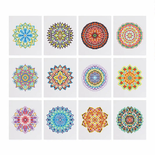 Set of 12 Mandala B - Mini Diamond Painting Kits - Mini Painting