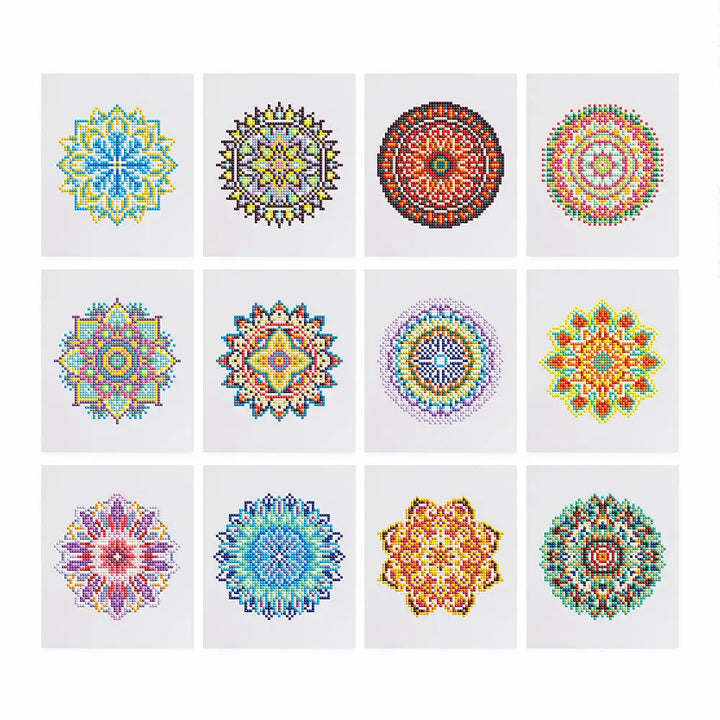 Set of 12 Mandala B - Mini Diamond Painting Kits - Mini Painting