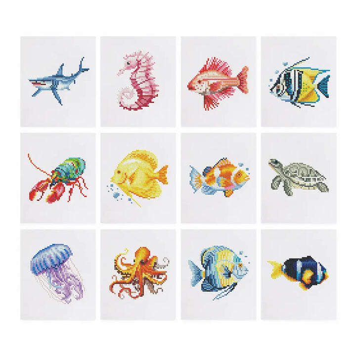 Set of 12 Ocean Wonders - Mini Diamond Painting Kits - Mini Painting