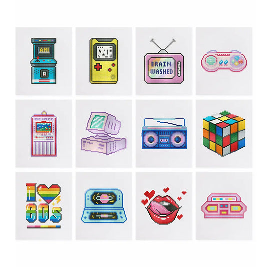 Set of 12 Old School - Mini Diamond Painting Kits - Mini Painting