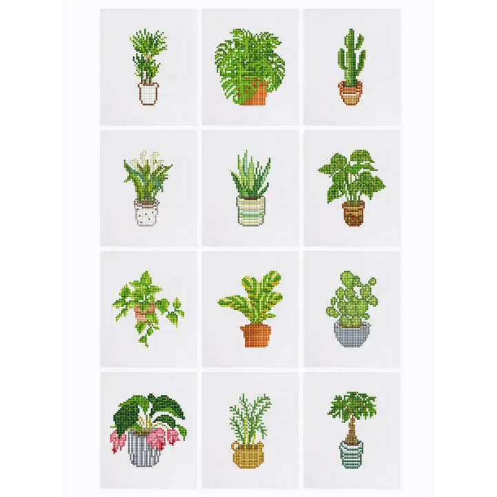 Set of 12 Plants A - Mini Diamond Painting Kits - Mini Painting