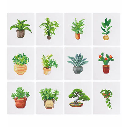 Set of 12 Plants C - Mini Diamond Painting Kits - Mini Painting