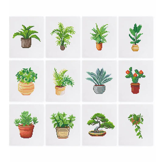 Set of 12 Plants C - Mini Diamond Painting Kits - Mini Painting