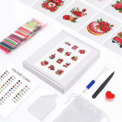 Set of 12 Red Roses - Mini Diamond Painting Kits - Mini Painting