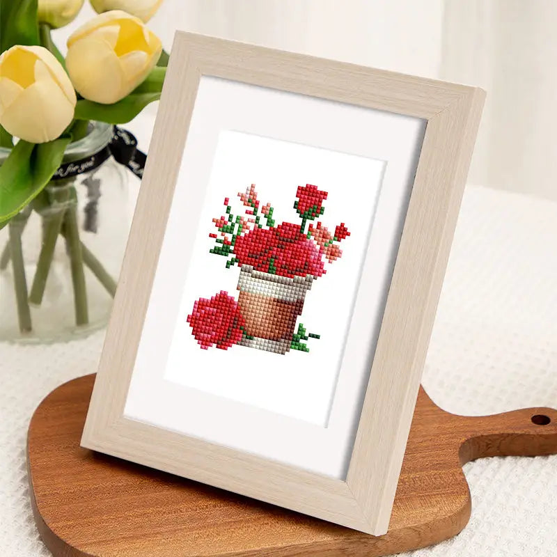 Set of 12 Red Roses - Mini Diamond Painting Kits - Mini Painting