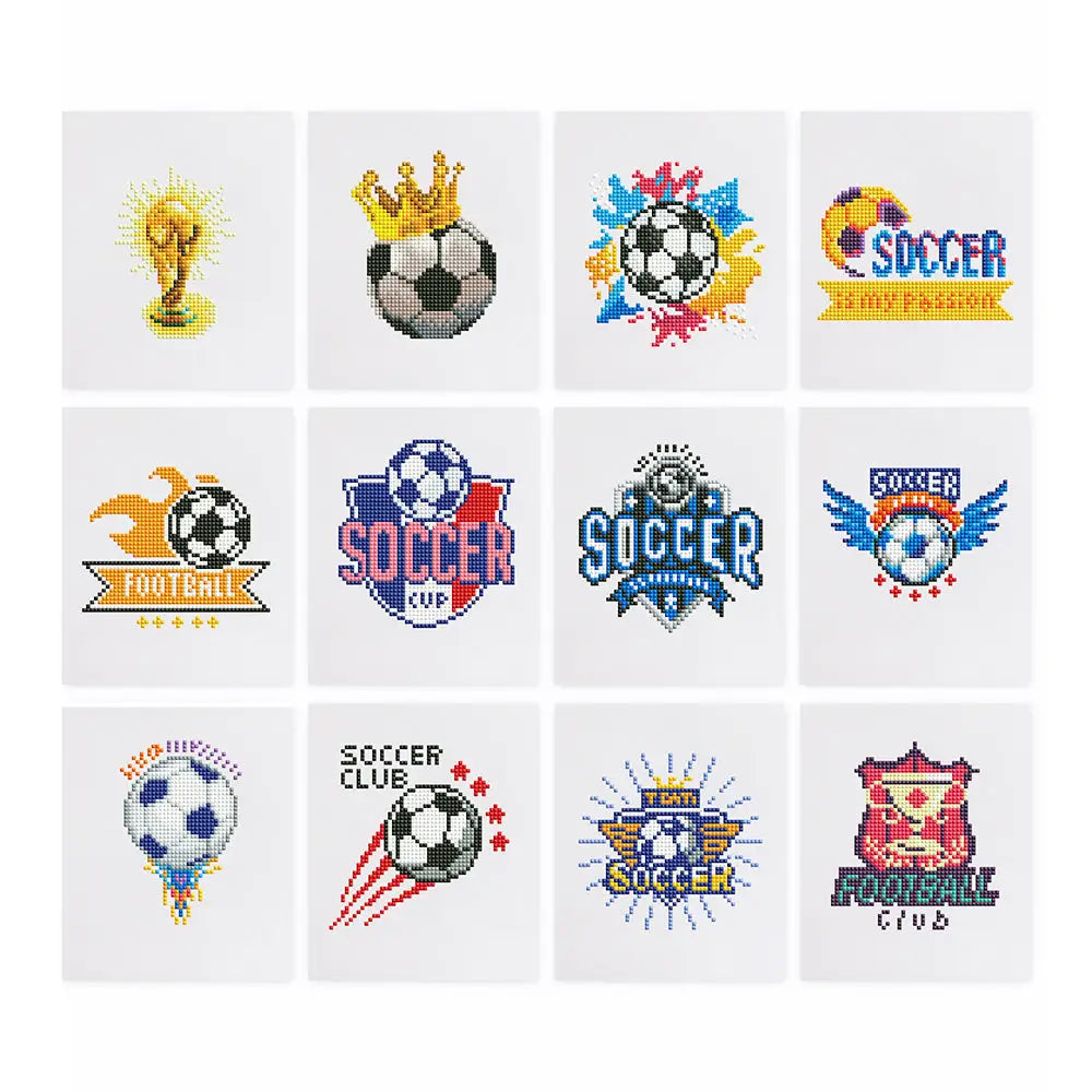 Set of 12 Soccer - Mini Diamond Painting Kits - Mini Painting