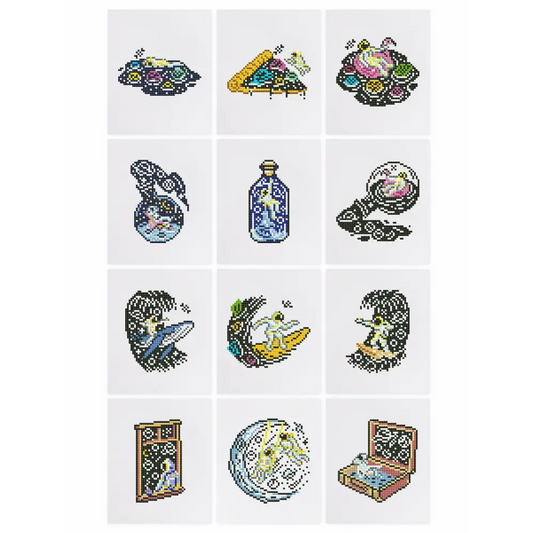 Set of 12 Space Creations - Mini Diamond Painting Kits - Mini Painting