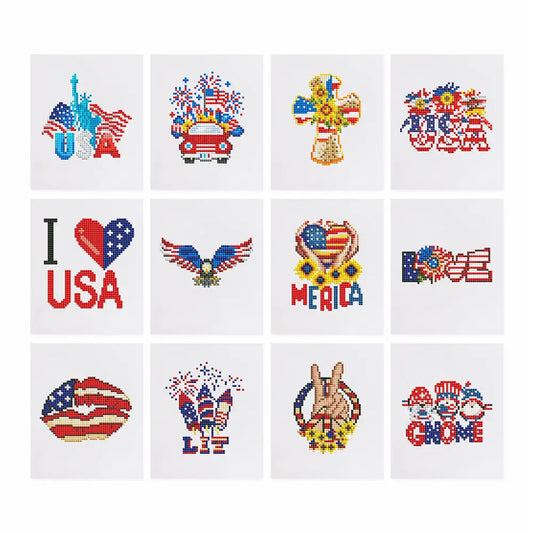 Set of 12 USA - Mini Diamond Painting Kits - Mini Painting