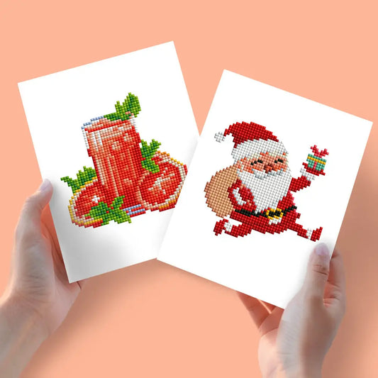 Set of 2 Cocktail and Santa Claus - Mini Diamond Painting Kits - Mini Painting