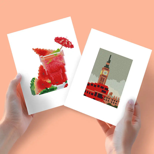 Set of 2 Cocktail and UK - Mini Diamond Painting Kits - Mini Painting