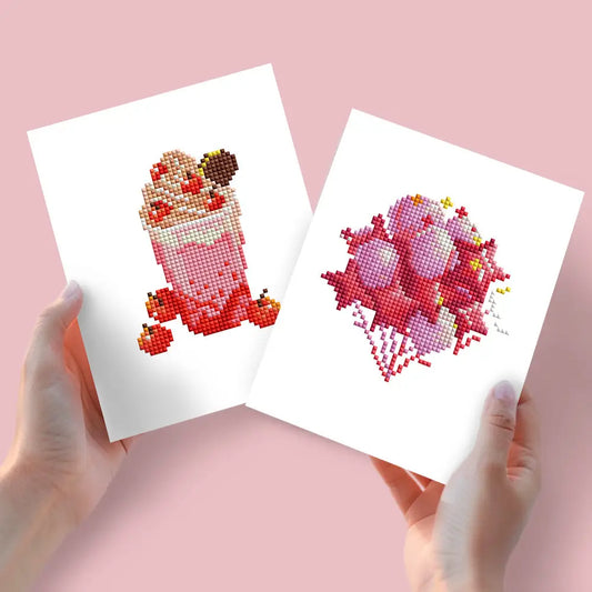 Set of 2 Drink and Balloons - Mini Diamond Painting Kits - Mini Painting