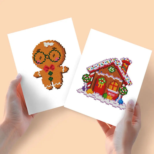 Set of 2 Gingerbread House - Mini Diamond Painting Kits - Mini Painting