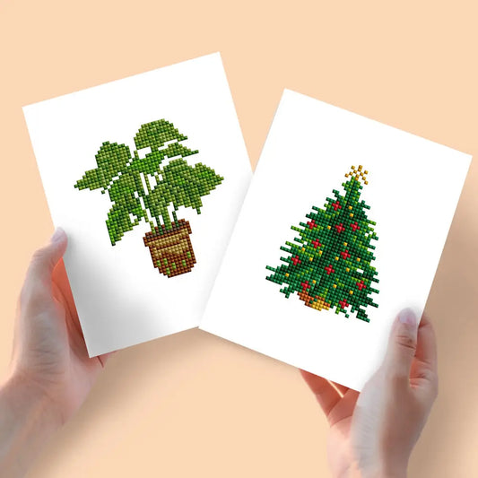 Set of 2 Plant and Tree - Mini Diamond Painting Kits - Mini Painting