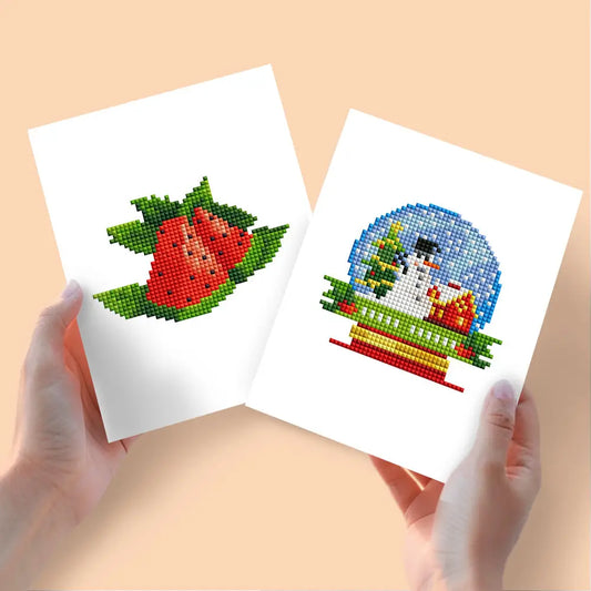 Set of 2 Watermelon and Snow Globe - Mini Diamond Painting Kits - Mini Painting
