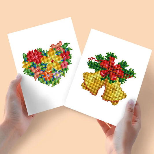 Set of 2 Wreath and Bell - Mini Diamond Painting Kits - Mini Painting