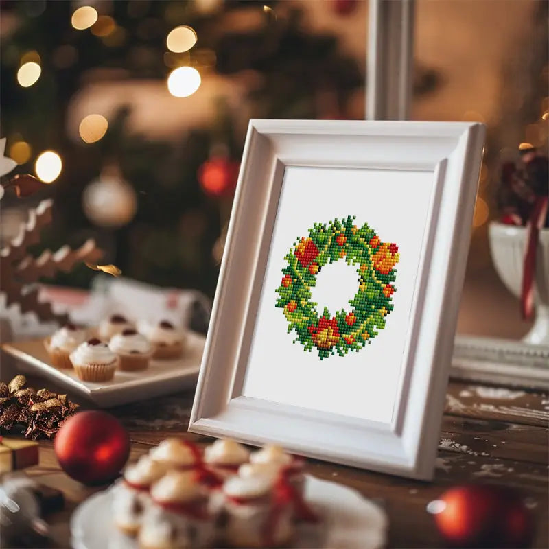 Set of 2 Wreath and Tree - Mini Diamond Painting Kits - Mini Painting