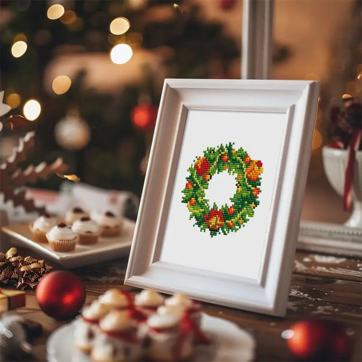 Set of 2 Wreath and Tree - Mini Diamond Painting Kits - Mini Painting
