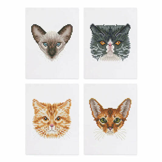 Set of 4 Cats - Mini Diamond Painting Kits - Mini Painting