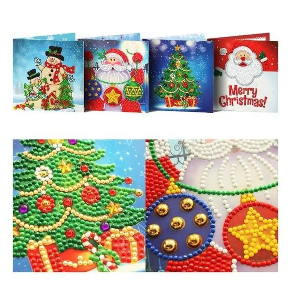 Set of 4 Christmas Greeting Cards Pack D - Diamond Painting Kit - Home Craftology
