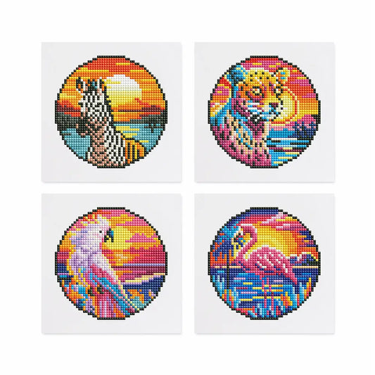 Set of 4 Colorful Animals - Mini Diamond Painting Kits - Mini Painting