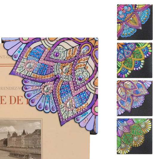 Set of 4 Flowers - Diamond Painting Corner Bookmark - Bookmark