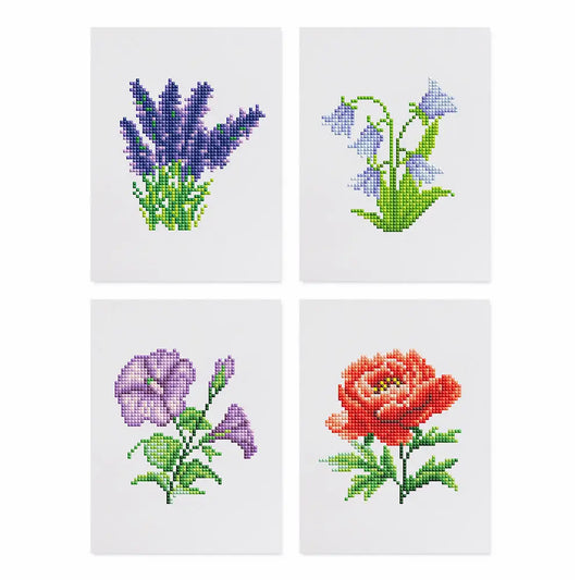 Set of 4 Flowers - Mini Diamond Painting Kits - Mini Painting
