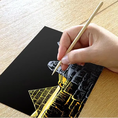 Set of 4 Historical Landmarks Scratch Postcards - Scratch Painting