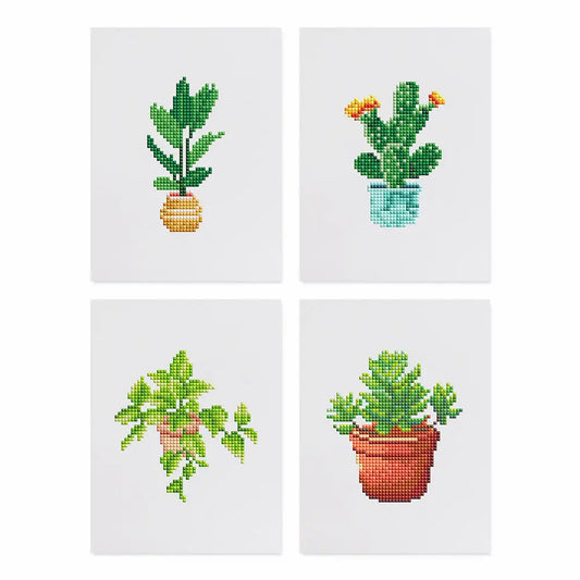 Set of 4 Plants - Mini Diamond Painting Kits - Mini Painting