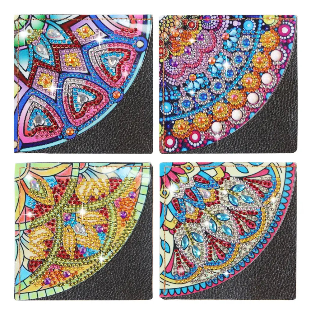 Set of 4 Round - Diamond Painting Corner Bookmark - Bookmark