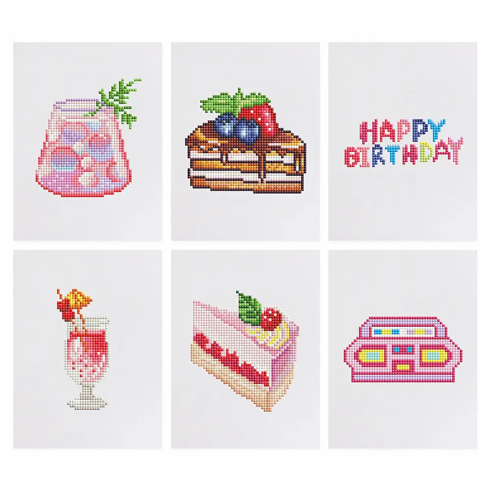 Set of 6 Birthday - Mini Diamond Painting Kits - Mini Painting