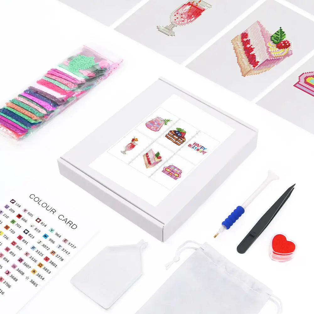 Set of 6 Birthday - Mini Diamond Painting Kits - Mini Painting