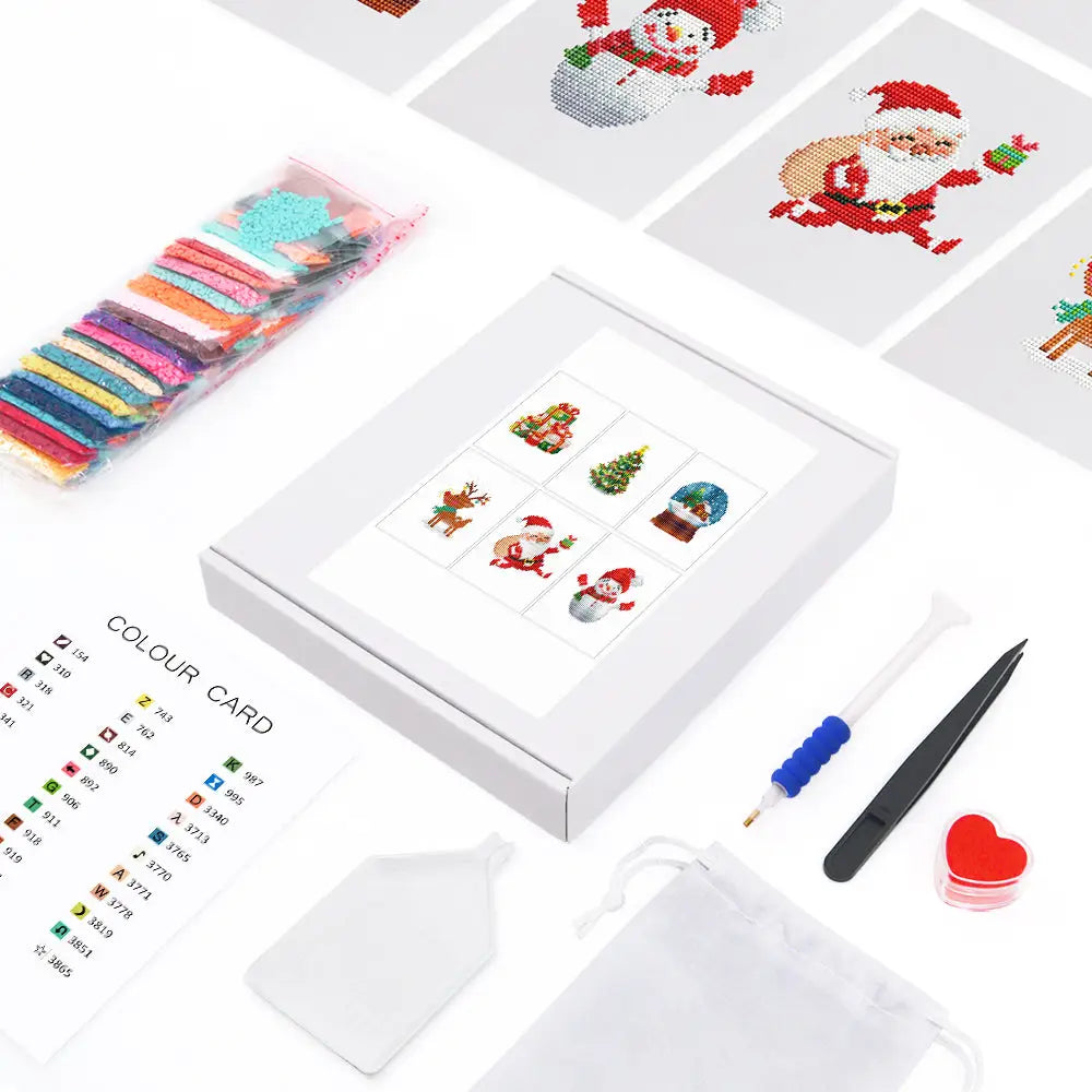 Set of 6 Christmas Characters - Mini Diamond Painting Kits - Mini Painting