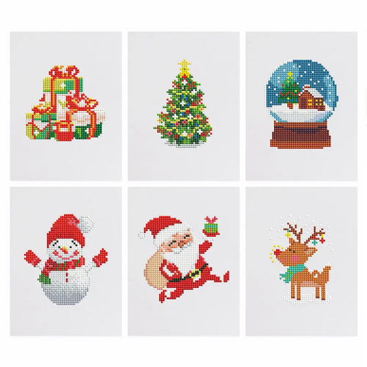 Set of 6 Christmas Characters - Mini Diamond Painting Kits - Mini Painting