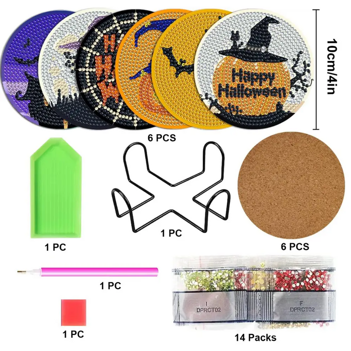 Set of 6 Halloween - Diamond Painting Coaster - Coasters