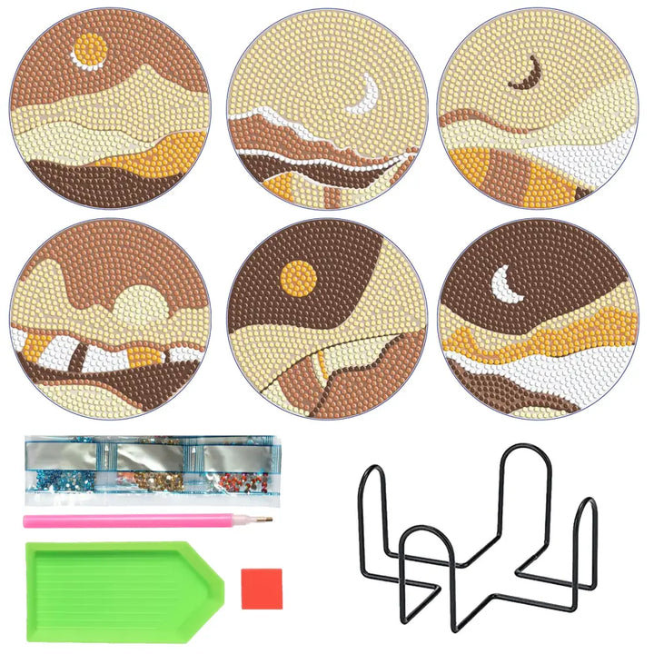 Set of 6 Mountains - Diamond Painting Coaster - Coasters