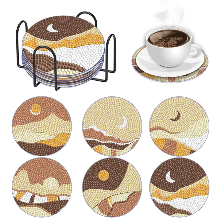 Set of 6 Mountains - Diamond Painting Coaster - Coasters