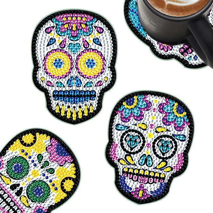 Set of 6 Skulls - Diamond Painting Coaster - Coasters