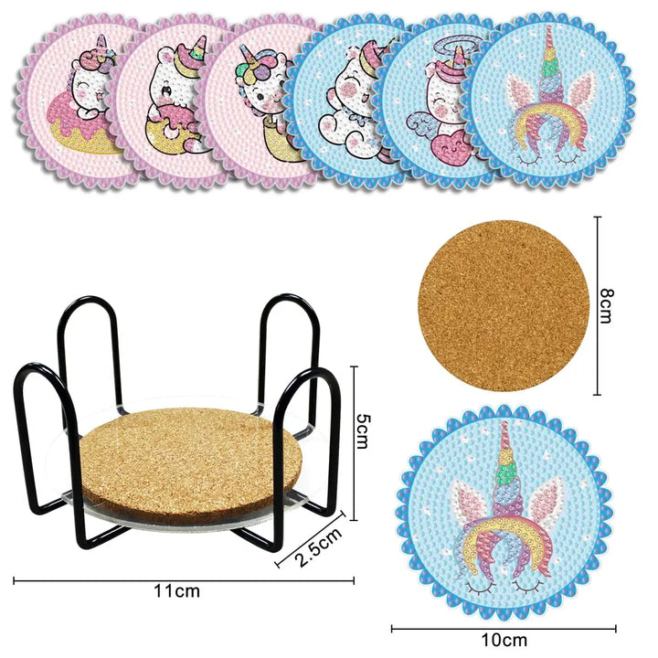 Set of 6 Unicorns - Diamond Painting Coaster - Coasters
