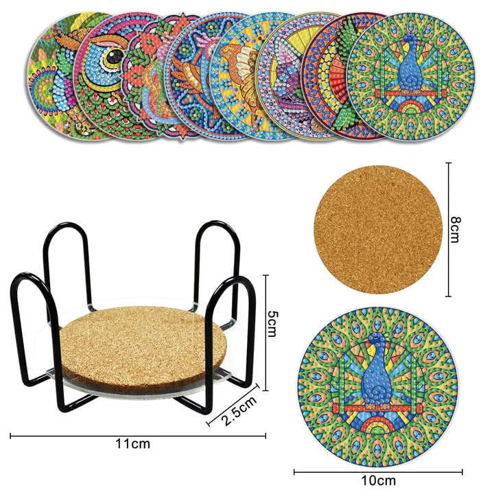 Set of 8 Animals - Diamond Painting Coaster - Coasters