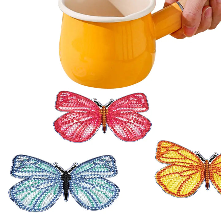 Set of 8 Butterflies - Diamond Painting Coaster - Coasters