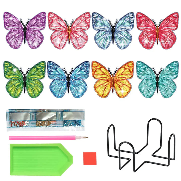 Set of 8 Butterflies - Diamond Painting Coaster - Coasters