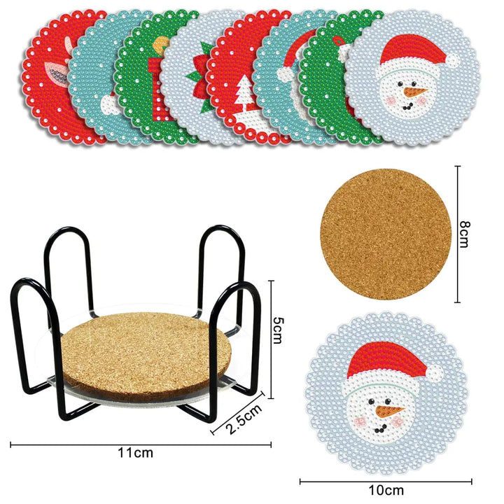Set of 8 Christmas Design - Diamond Painting Coaster - Coasters