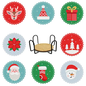 Set of 8 Christmas Design - Diamond Painting Coaster - Coasters