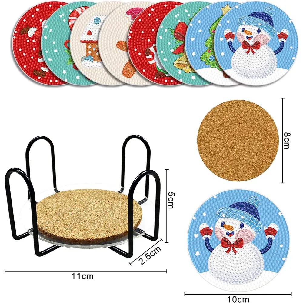 Set of 8 Christmas - Diamond Painting Coaster - Coasters