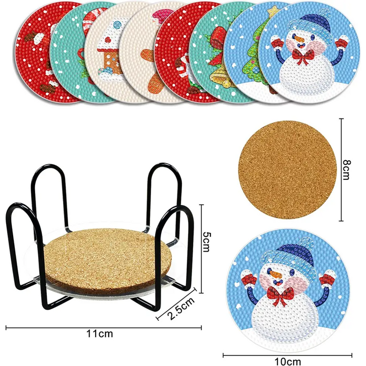 Set of 8 Christmas - Diamond Painting Coaster - Coasters