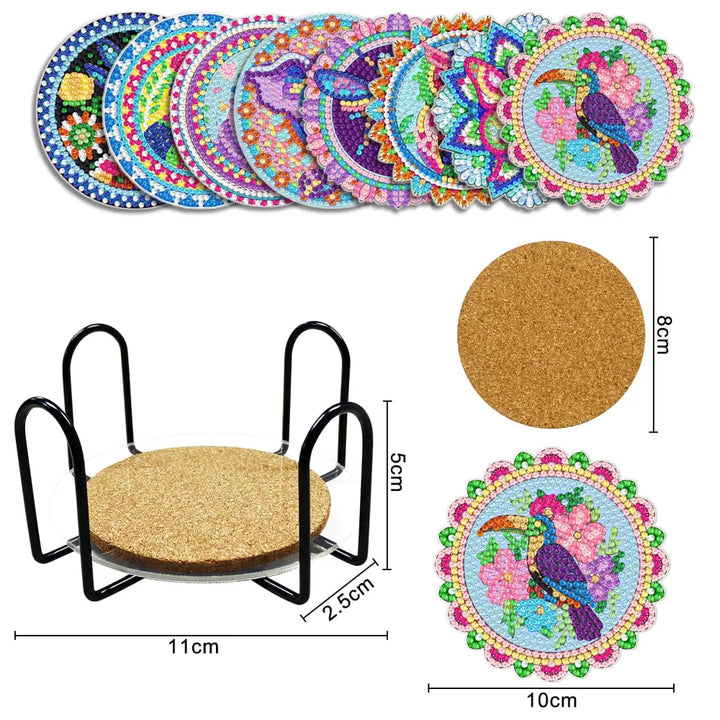 Set of 8 Cute Animals - Diamond Painting Coaster - Coasters