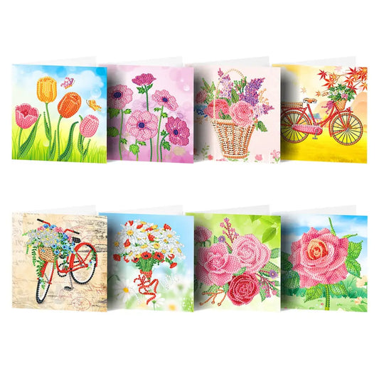 Set of 8 Flowers Greeting Cards Set A - Greeting Card