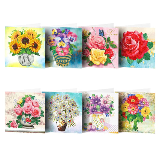 Set of 8 Flowers Greeting Cards Set B - Greeting Card